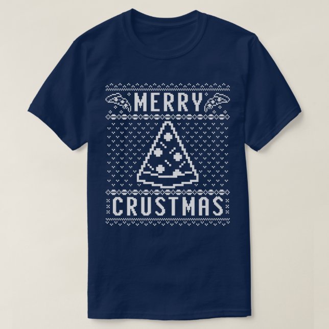 Merry Crustmas Pizza Ugly Christmas Sweater White  (Design Front)