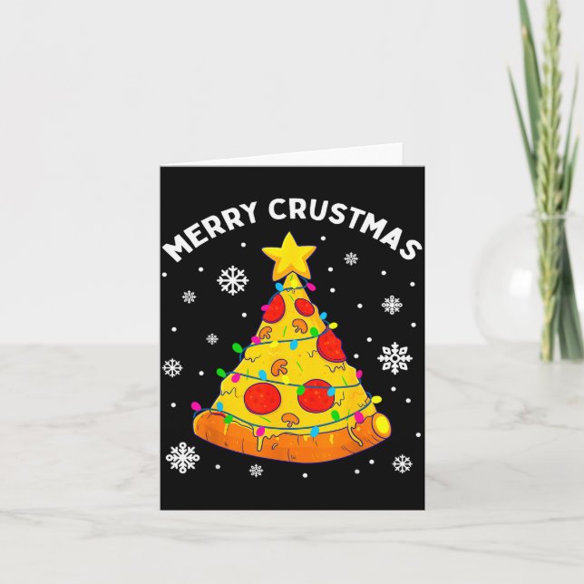 Merry Crustmas Zza Christmas Tree Xmas Kids Men  Card (Front)