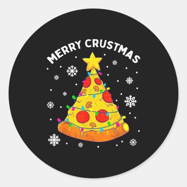 Merry Crustmas Zza Christmas Tree Xmas Kids Men  Classic Round Sticker (Front)