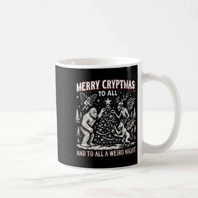 Merry Cryptmas Weird Night Cryptid Holiday Art  Coffee Mug (Right)