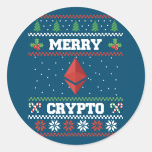 Merry Crypto Ethereum Ugly Christmas Sweater Classic Round Sticker