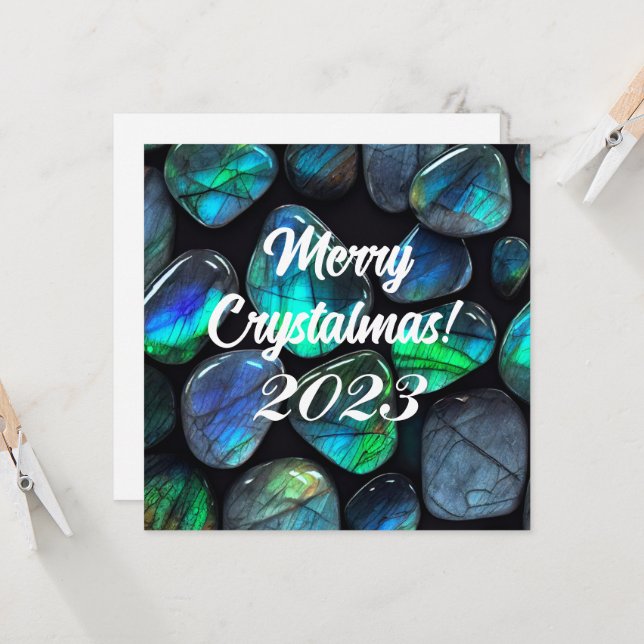 Merry Crystalmas! 2023 Blue Labradorite Gemstone (Front/Back In Situ)