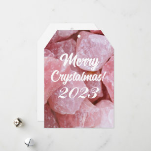 Merry Crystalmas 2023 Pink Rose Quartz Crystal Holiday Card