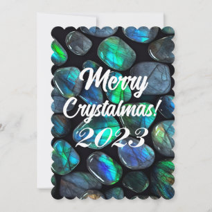 Merry Crystalmas 2024 Blue Labradorite Crystal Holiday Card