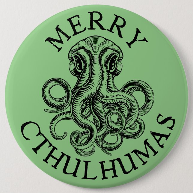 Merry Cthulhumas Lovecraft Cthulhu 6 Cm Round Badge (Front)