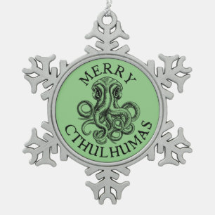 Merry Cthulhumas Lovecraft Cthulhu Snowflake Pewter Christmas Ornament