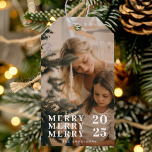 Merry Custom Photo Christmas   Personalised Gift Tags