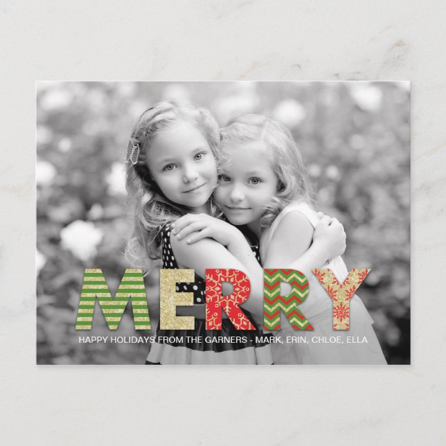 Merry Cutouts Holiday Photo Card (Front)