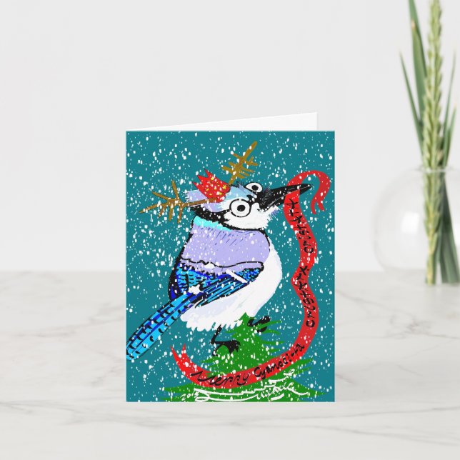 Merry Cyanocitta cristata cristatamas! Holiday Card (Front)