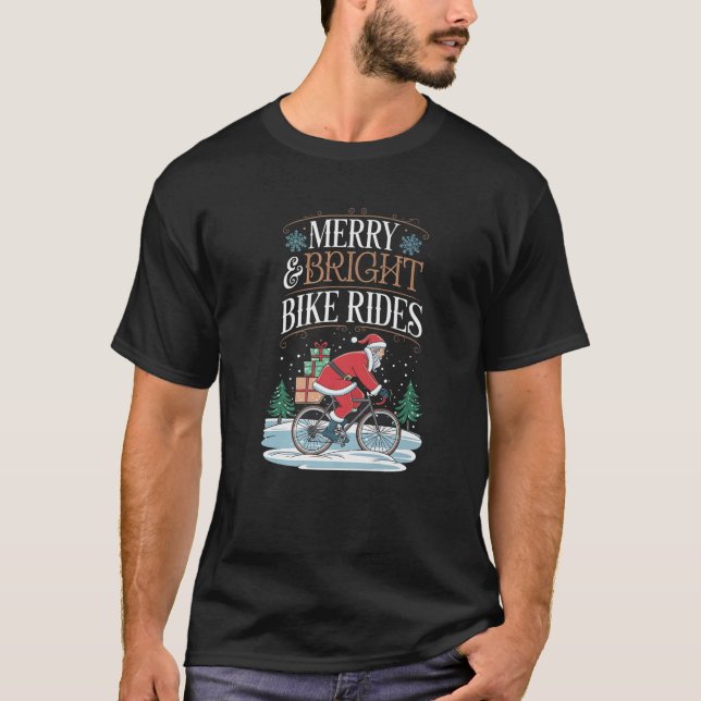 Merry Cycling Bright Bike Rides Christmas Premium  T-Shirt (Front)