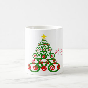 Merry Cycling Christmas Tree Bike Coffee Mug