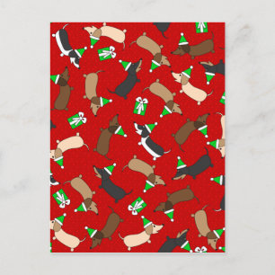 Merry Dachshunds Holiday Postcard