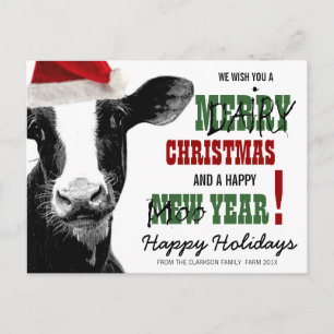 Merry Dairy Christmas Holiday Postcard