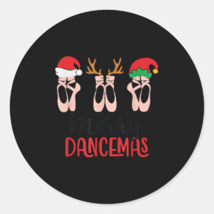 Merry Dancemas Ballet Dance Teacher Christmas Holi Classic Round Sticker