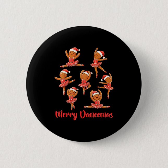 Merry Dancemas Ballet Dancer Gingerbread Teacher C 6 Cm Round Badge (Front)