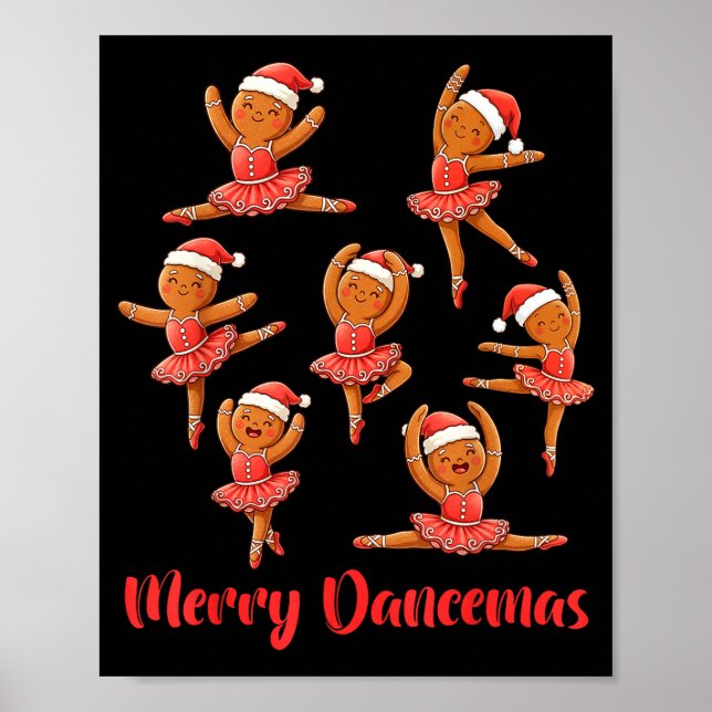 Merry Dancemas Ballet Dancer Gingerbread Teacher C Poster (Front)
