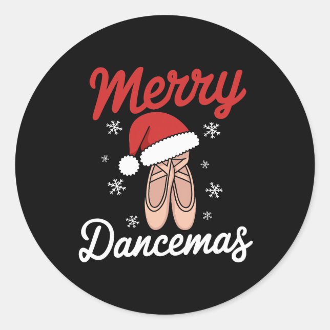 Merry Dancemas Ballet Dancer Teacher Christmas Dan Classic Round Sticker (Front)