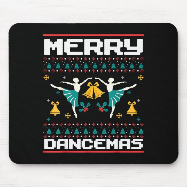 Merry Dancemas Ballet Dancers Ugly Christmas Xmas  Mouse Pad (Front)