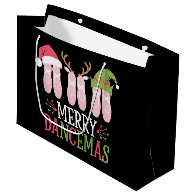 Merry Dancemas Christmas Ballet Shoes Dancing Large Gift Bag (Front Angled)