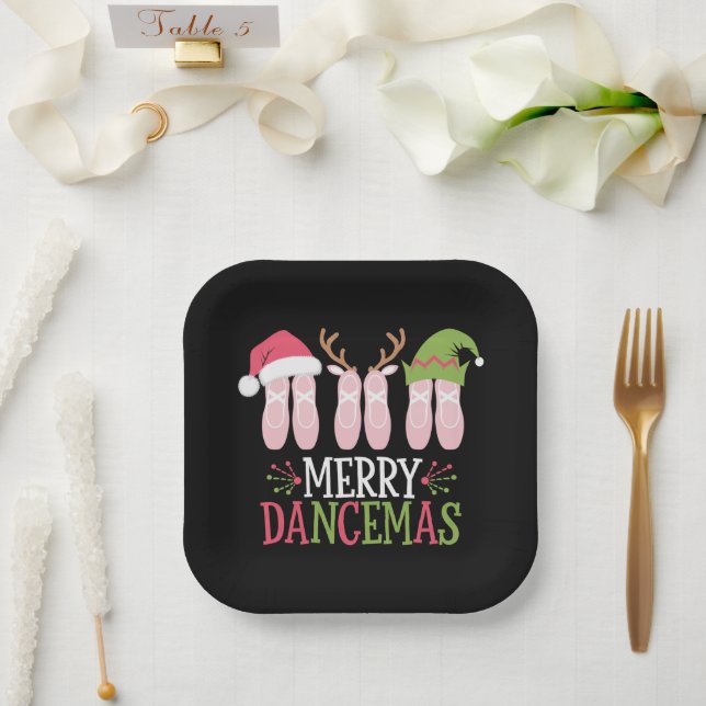 Merry Dancemas Christmas Ballet Shoes Dancing Paper Plate (Wedding)