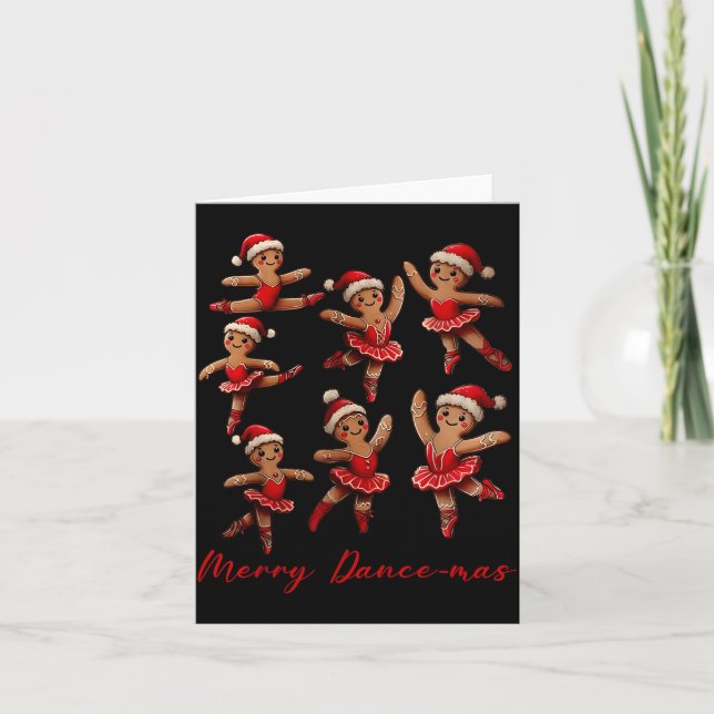 Merry Dancemas Gingerbread Dancer Ballet Christmas Card (Front)
