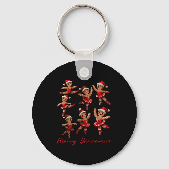 Merry Dancemas Gingerbread Dancer Ballet Christmas Key Ring (Front)