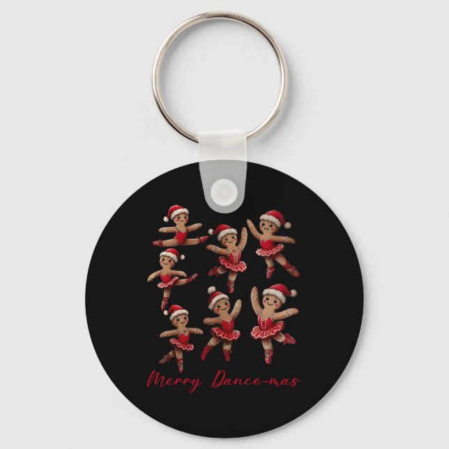 Merry Dancemas Gingerbread Dancer Ballet Christmas Key Ring (Front)