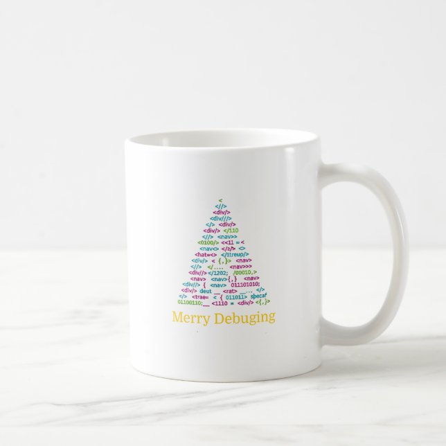 Merry Debugging Code Christmas Tree Art Coffee Mug (Right)