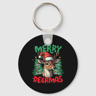 Merry Deermas Funny Christmas Duck Lover Key Ring
