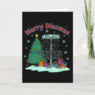 Merry Discmas Disc Golf Basket Christmas Tree Card