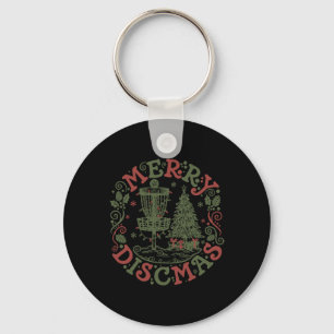 Merry Discmas Disc Golf Basket Flying Fun Key Ring