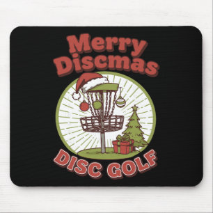 Merry Discmas Disc Golf Funny Flying Disc Basket Mouse Pad