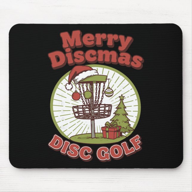Merry Discmas Disc Golf Funny Flying Disc Basket  Mouse Pad (Front)