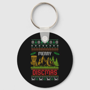 Merry Discmas Disc Golf Player Ugly Christmas Swea Key Ring