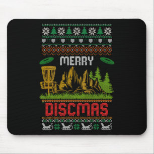 Merry Discmas Disc Golf Player Ugly Christmas Swea Mouse Pad