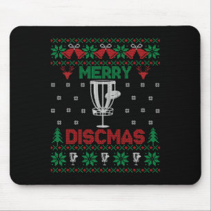 Merry Discmas Disc Golf Ugly Christmas Golfer Play Mouse Pad