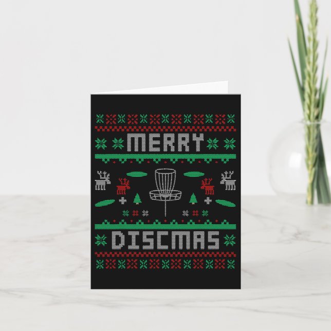 Merry Discmas Disc Golf Ugly Christmas Merry Chris Card (Front)