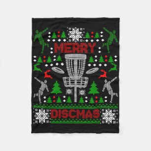 Merry Discmas Disc Golf Ugly Christmas Sweater Par Fleece Blanket