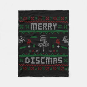 Merry Discmas Disc Golf Ugly Dad Uncle Fleece Blanket