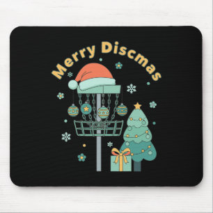 Merry Discmas Funny Disc Golf Basket Christmas Tre Mouse Pad