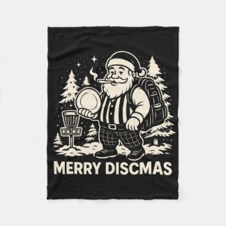 Merry Discmas Funny Santa Disc Golf Weed Christmas Fleece Blanket