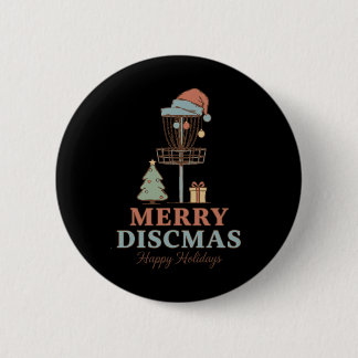 Merry Discmas Happy Holidays Disc Golf Basket Scen 6 Cm Round Badge