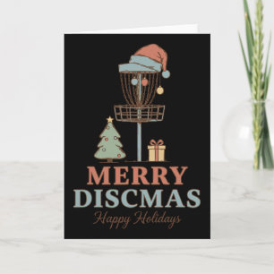 Merry Discmas Happy Holidays Disc Golf Basket Scen Card
