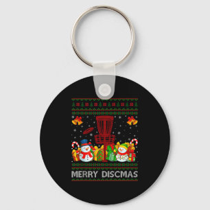 Merry Discmas Ugly Xmas Sweaters Funny Disc Golf C Key Ring