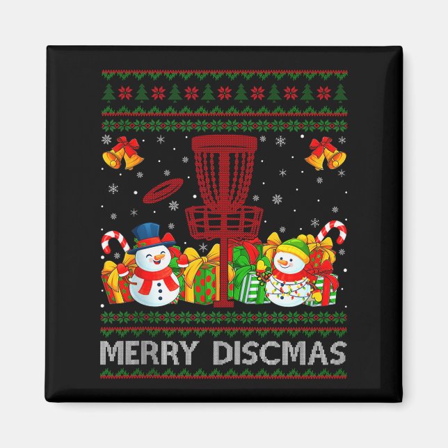 Merry Discmas Ugly Xmas Sweaters Funny Disc Golf C Magnet (Front)