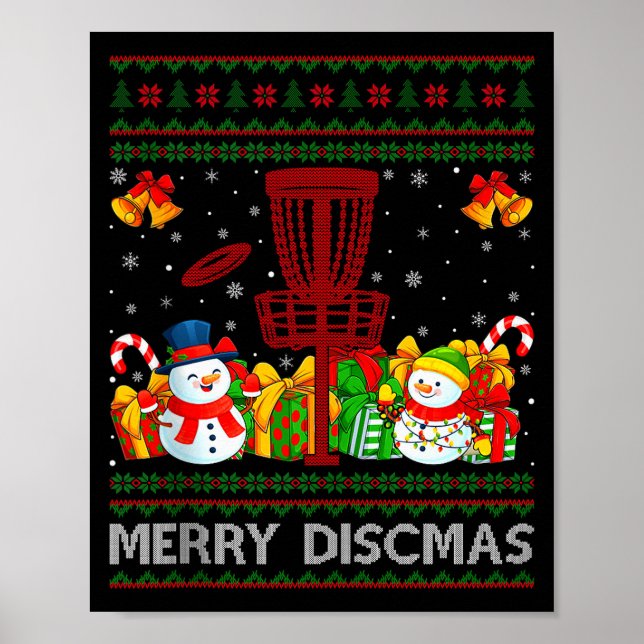 Merry Discmas Ugly Xmas Sweaters Funny Disc Golf C Poster (Front)