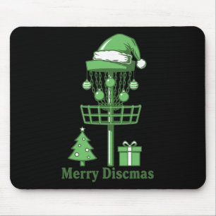 Merry Discsmas Disc Golf Basket Christmas Tree Mouse Pad