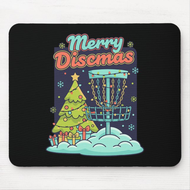Merry Discsmas Funny Disc Golf Flying Disc Basket  Mouse Pad (Front)