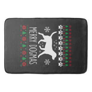 Merry Dogmas Christmas Dog Vector Bath Mat