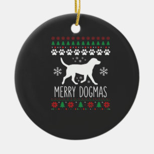 Merry Dogmas Christmas Dog Vector Ceramic Ornament